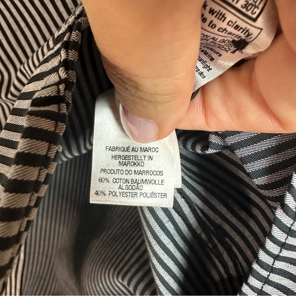 Topman mens long sleeve button navy & gray striped button down shirt size Small - Picture 4 of 4